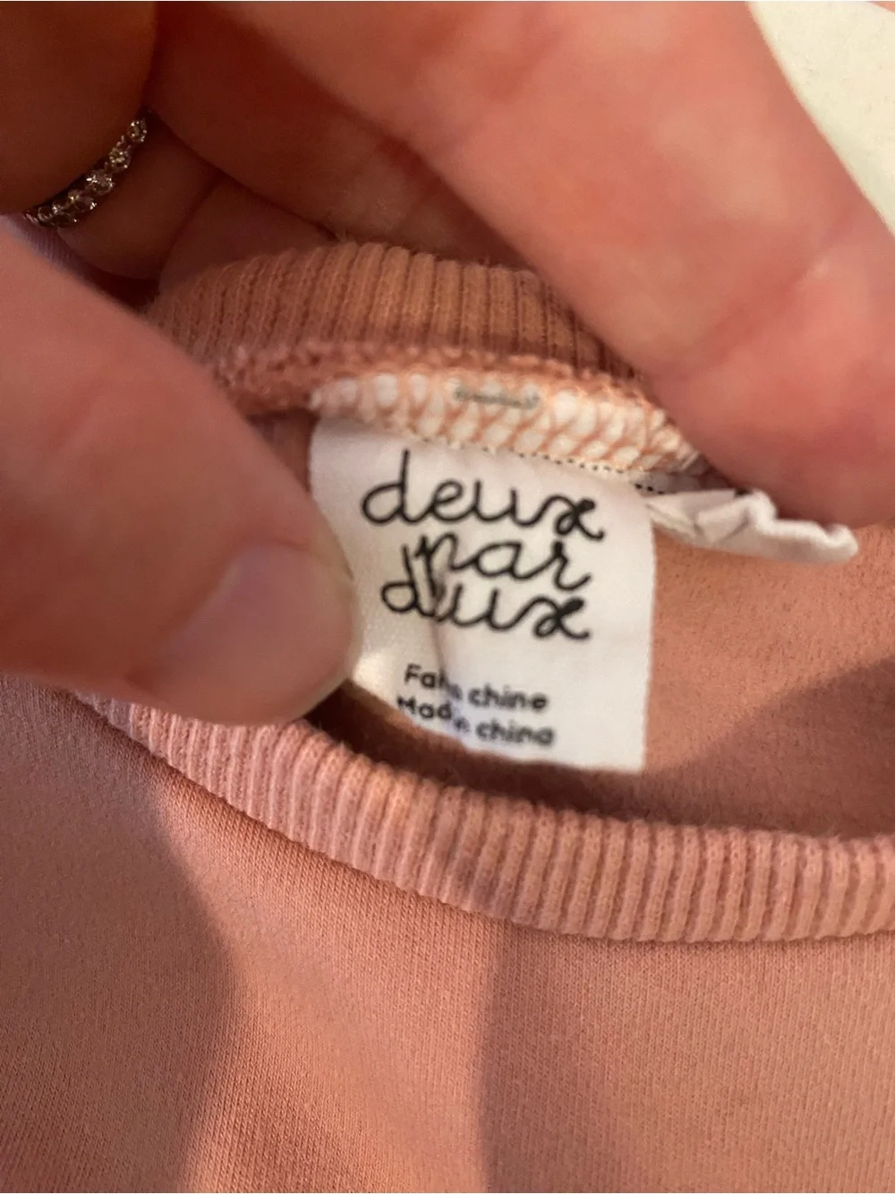 Deux par Deux Girls Dusty Rose Long Sleeve Pocket Dress with Cat Detail - size 5